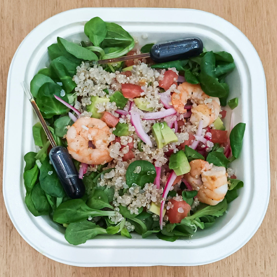 Ensalada de quinoa con langostinos