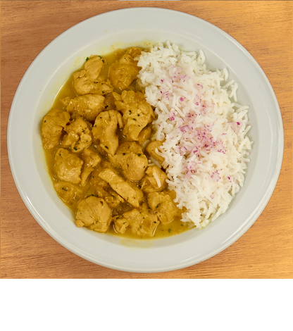 Pollo al curry con arroz basmati - ensupuntoadomicilio