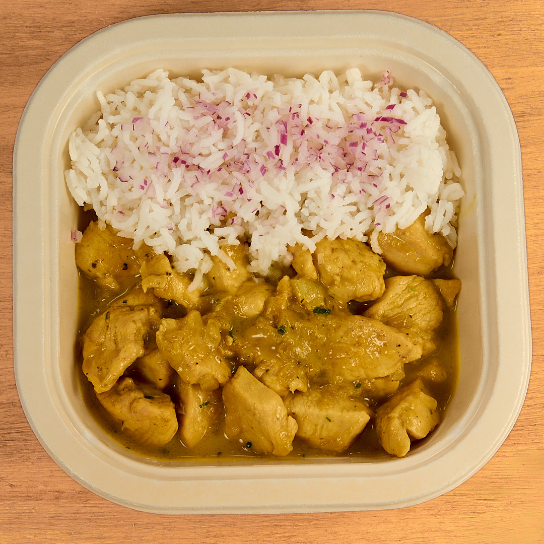 Pollo al curry con arroz basmati - ensupuntoadomicilio